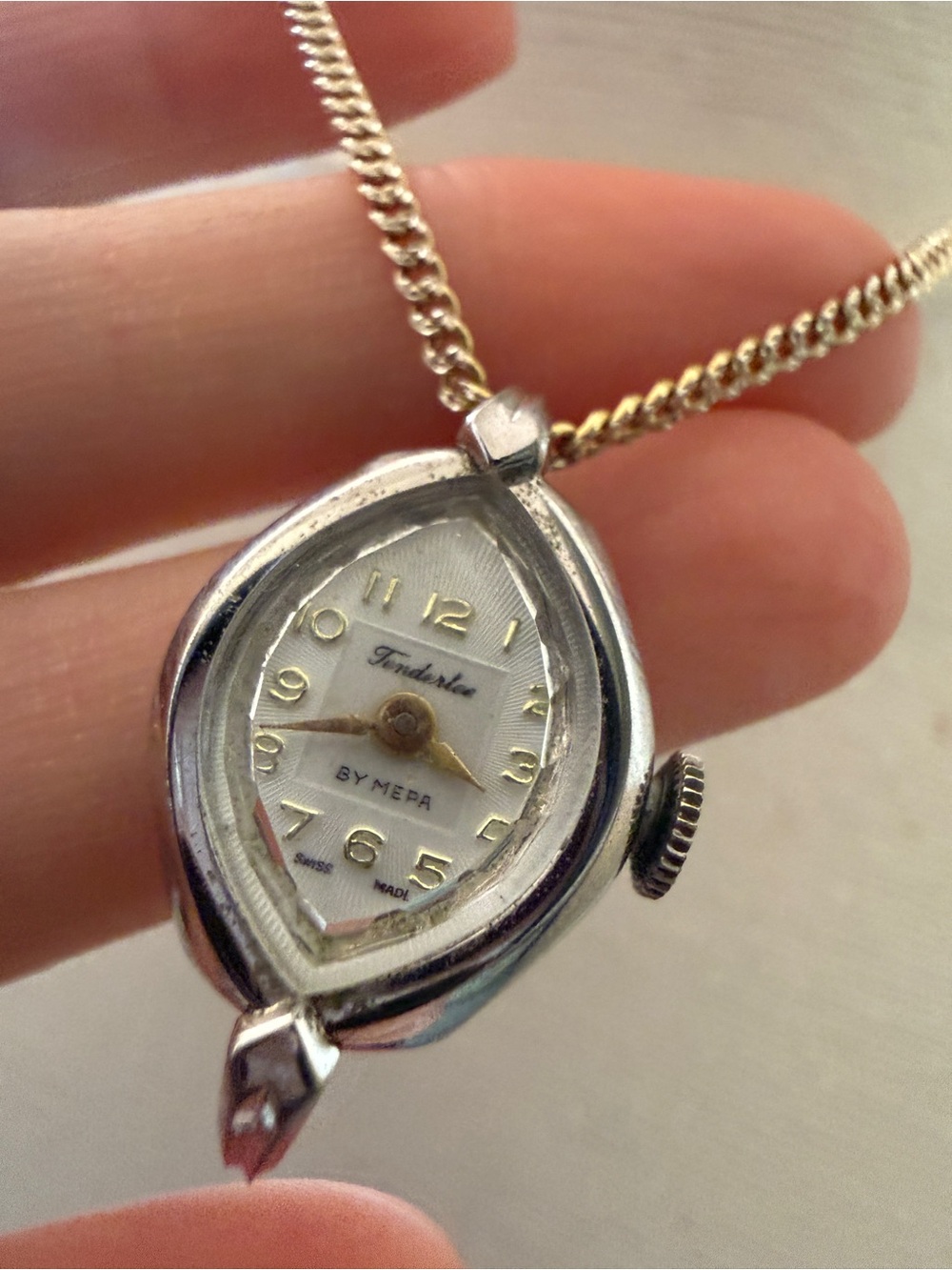 Vintage Swiss Mepa Tonneau Swiss made Watch Pendant Wear on a Chain or bracelet